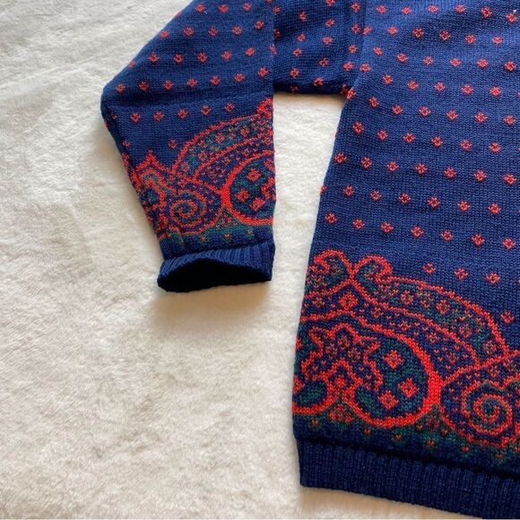 Pendleton Vintage 100% Wool Red and Blue Cardigan Size Large Petite - Picture 6 of 10